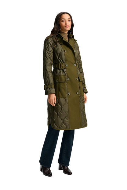 Newberry Puffer Trench Coat in Cypress