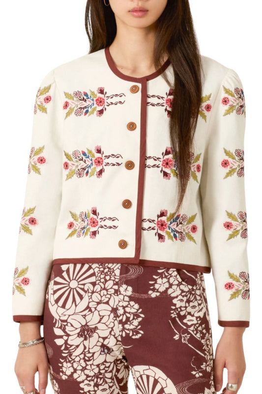 Dorian Heirloom Flora Jacket in Off-White