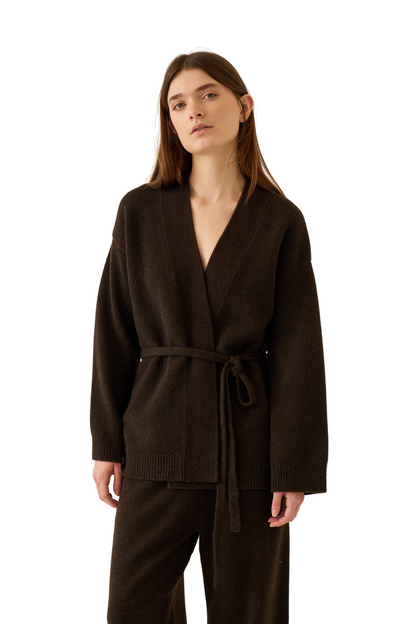 Kali Wool Yak Cardigan in Espresso