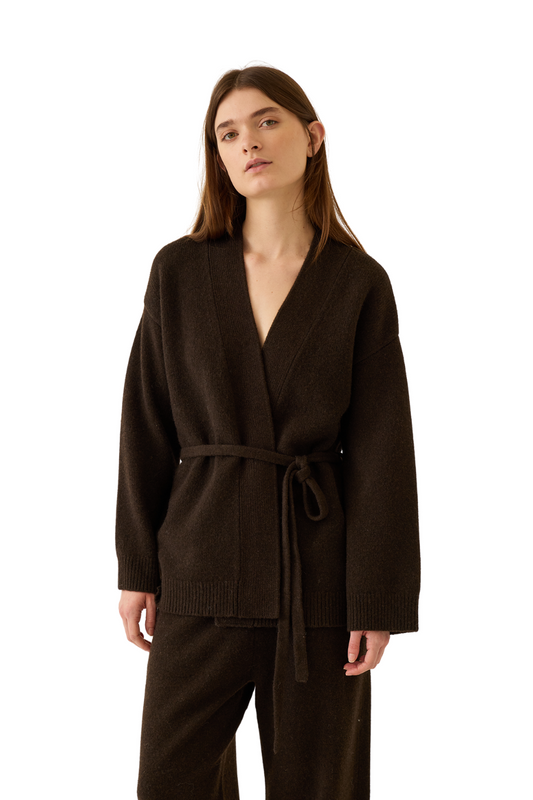 Kali Wool Yak Cardigan in Espresso