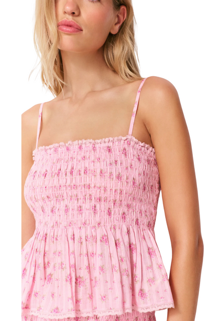 Condie Floral Cotton Voile Top in Raspberry Fields