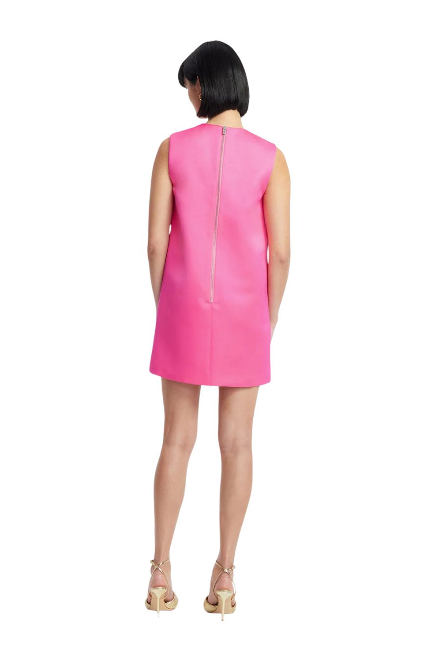 Yvonne Appliqué Floral Mini Dress in Peony Print in Fuchsia