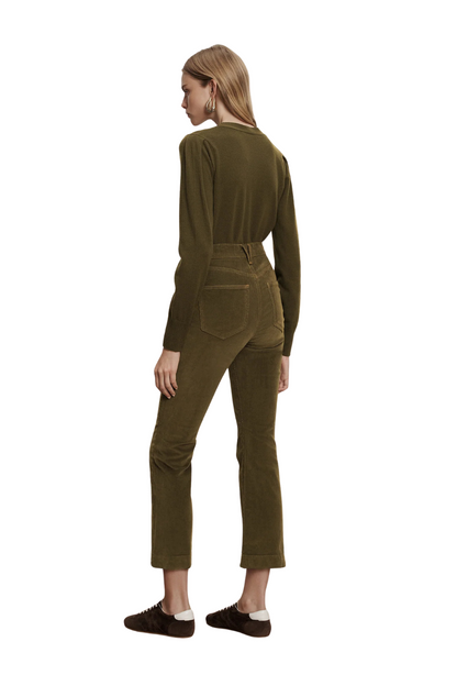 Carson Corduroy Kick-Flare Pant in Cypress