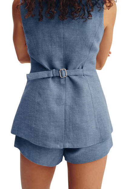 Thea Vest in Steel Blue