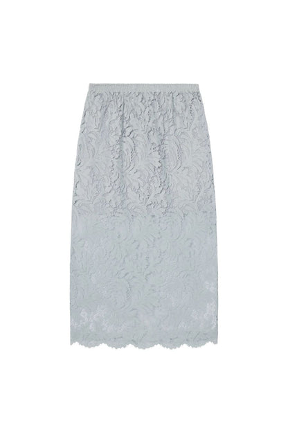 Lydia Lace Midi Skirt in Slate Blue