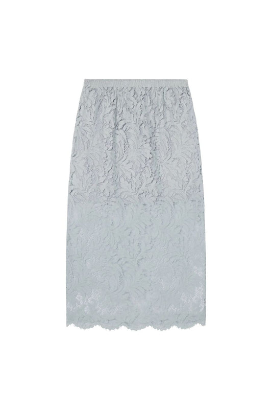 Lydia Lace Midi Skirt in Slate Blue