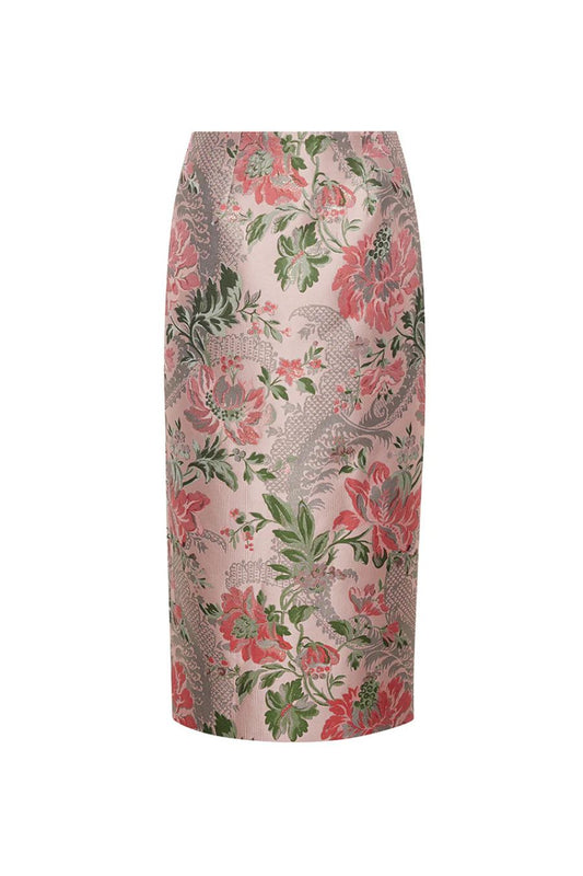 Sienna Skirt in Jacquard Pink Flower