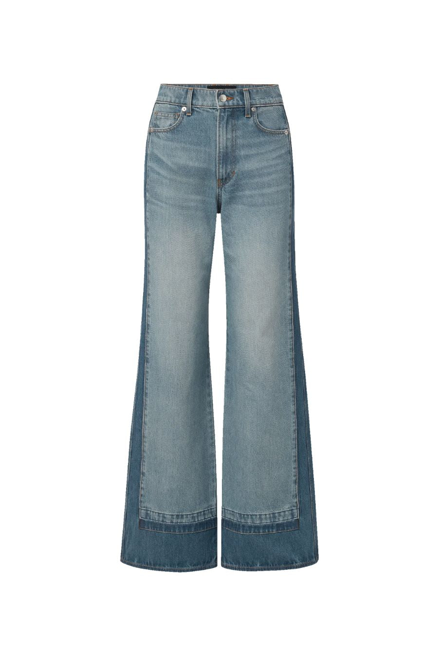 Taylor Color-Block Wide-Leg Jean in Cloudy Colorblock