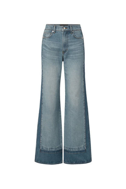 Taylor Color-Block Wide-Leg Jean in Cloudy Colorblock