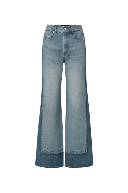 Taylor Color-Block Wide-Leg Jean in Cloudy Colorblock