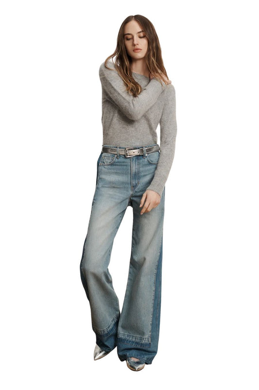 Taylor Color-Block Wide-Leg Jean in Cloudy Colorblock