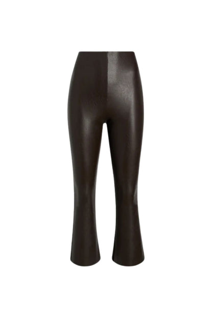 Faux Leather Crop Flare Legging in Espresso
