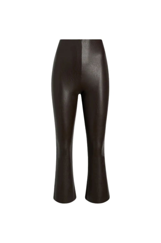 Faux Leather Crop Flare Legging in Espresso