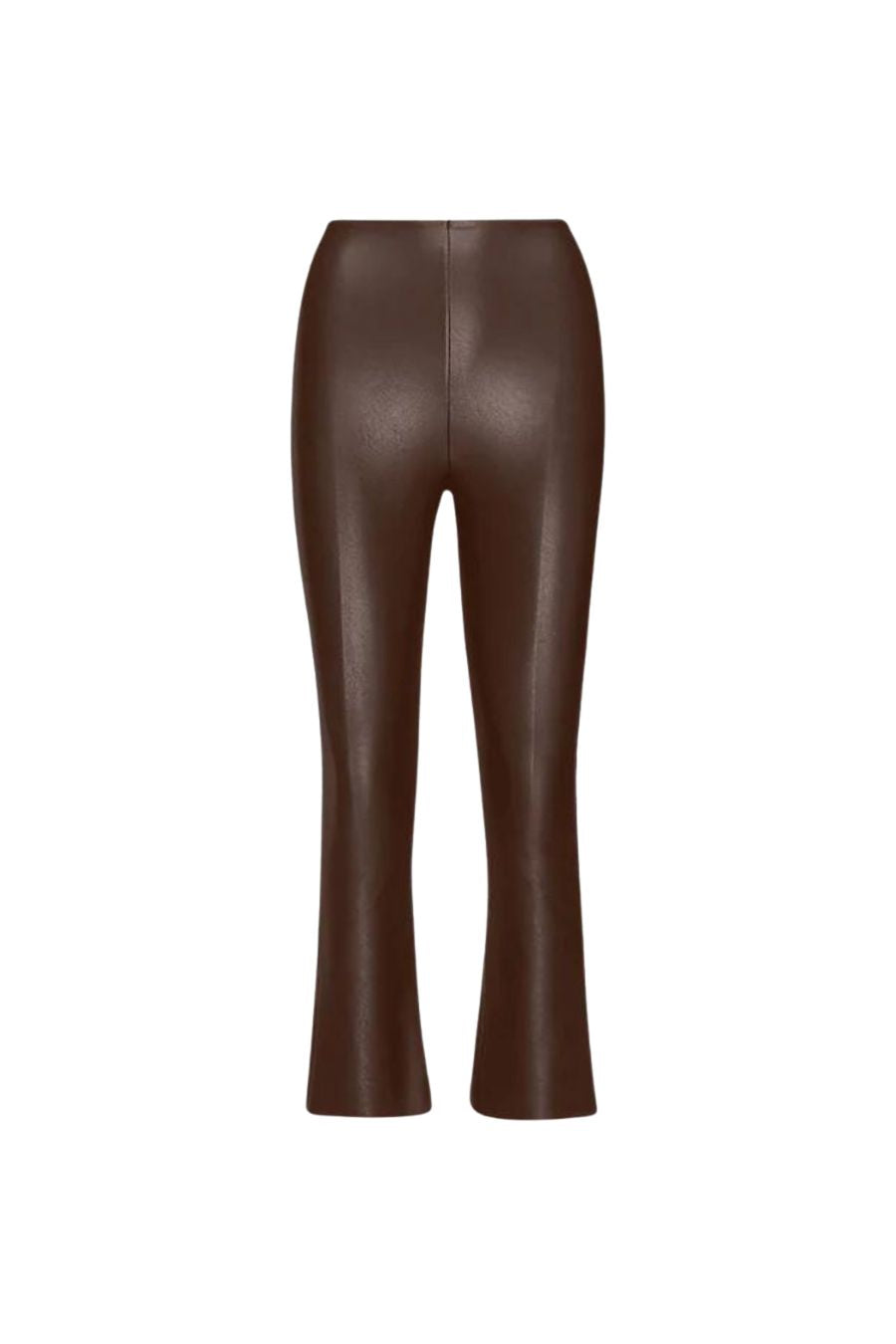 Faux Leather Crop Flare Legging in Chocolate
