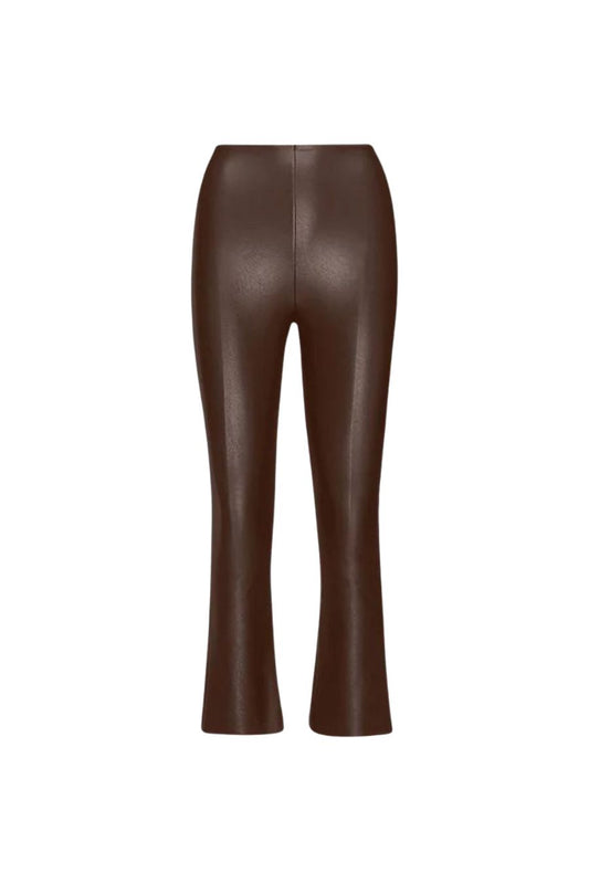 Faux Leather Crop Flare Legging in Chocolate