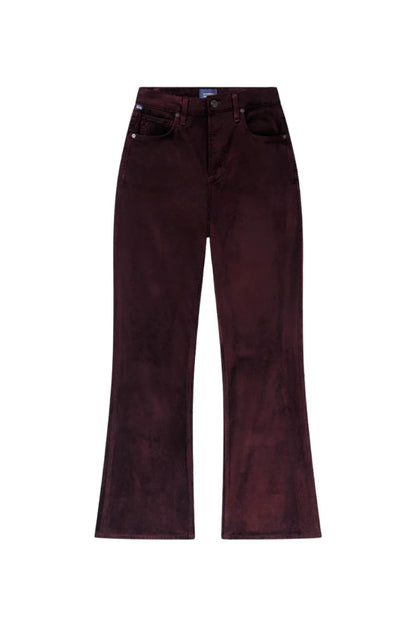 Kimberly 70's Flare Velvet In Burgundy