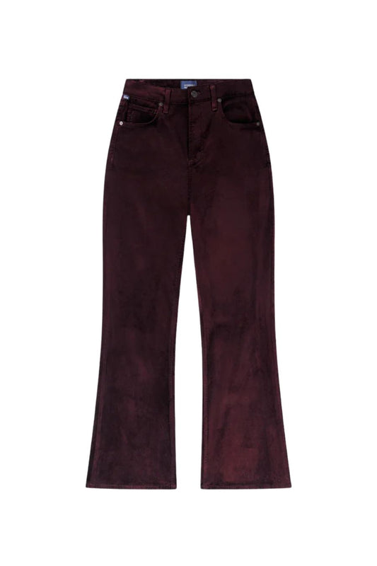 Kimberly 70's Flare Velvet In Burgundy