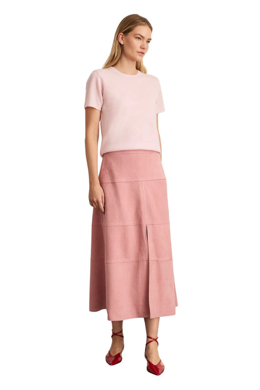 Suede Hudson Skirt in Baby Pink
