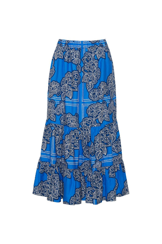 Chase Skirt in Carved Petals Cobalt