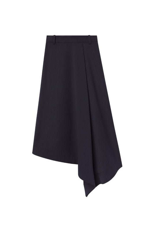 Gael Melange Twill Midi Skirt in Navy Melange