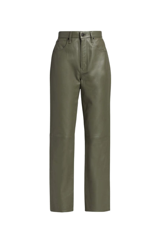 London Leather Pant in Olive Green