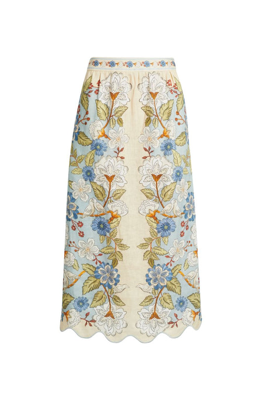 Garden Scarf Midi Skirt