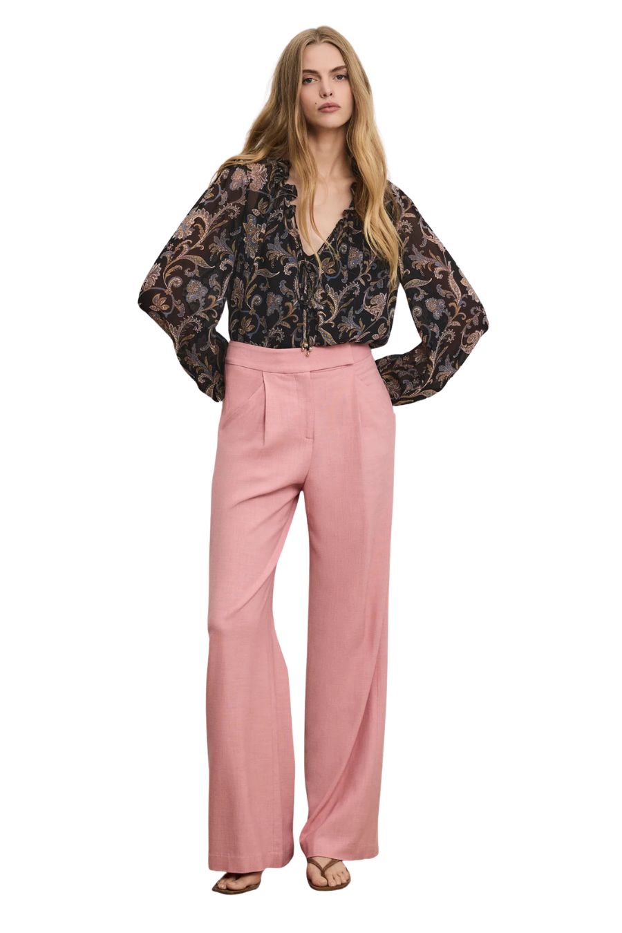 Marbeau Wide-Leg Pant in Petal