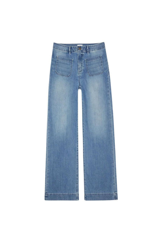 Column Patch Pocket Jean in 7-Year Indigo Stretch Denim