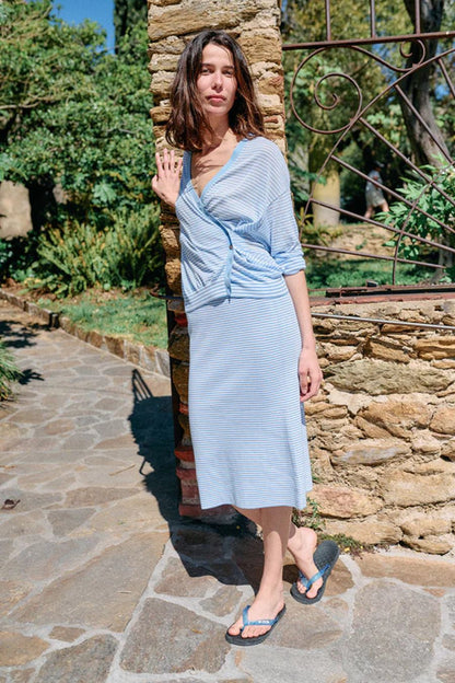 Faye Periwinkle Sheer Knit Skirt
