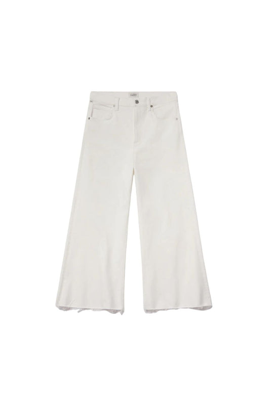 Lyra Wide Leg Crop Raw Hem in Soft White