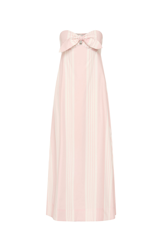 Rosie Strapless Dress in Pink Stripe