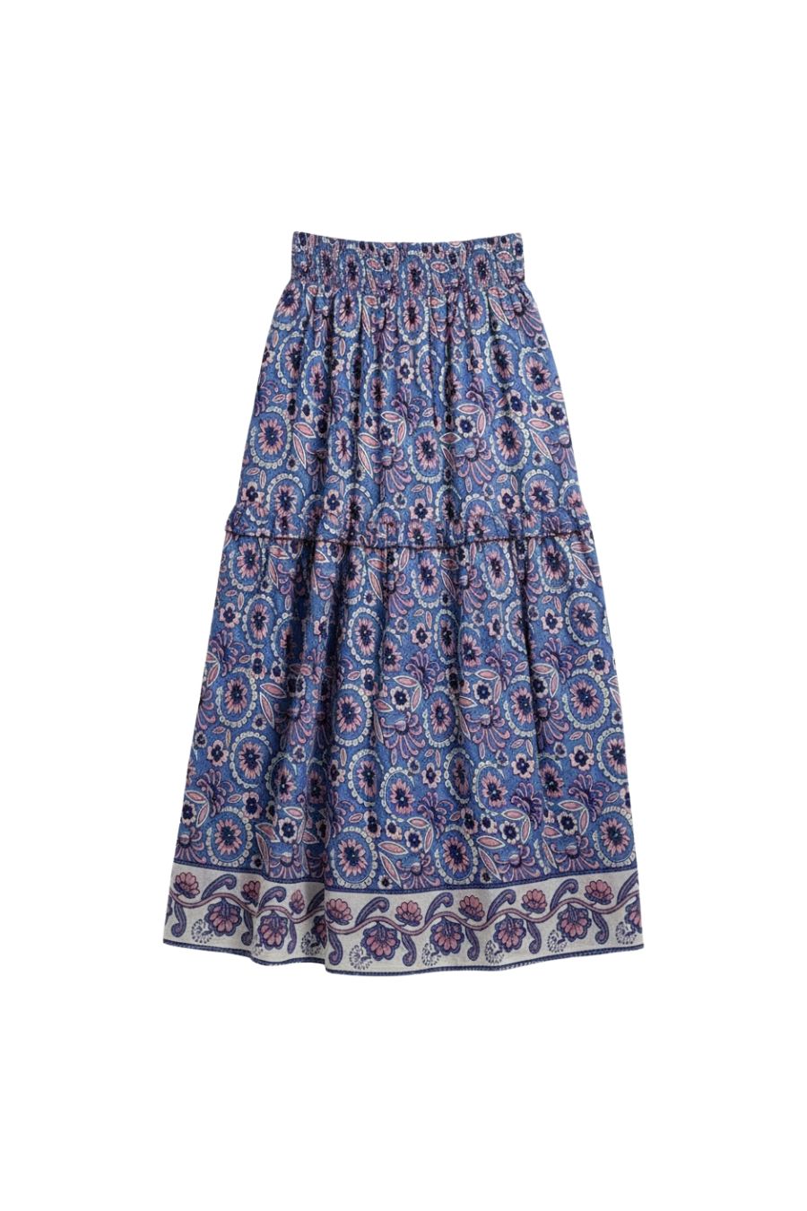 Gemma Midi Skirt in Blue/Pink Flower