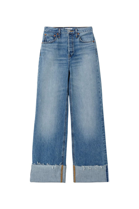 High Rise Wide Leg Cuff in Vintage Biker Blue