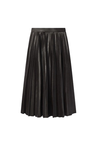 Etta Vegan Leather Midi Skirt in Deepest Brown
