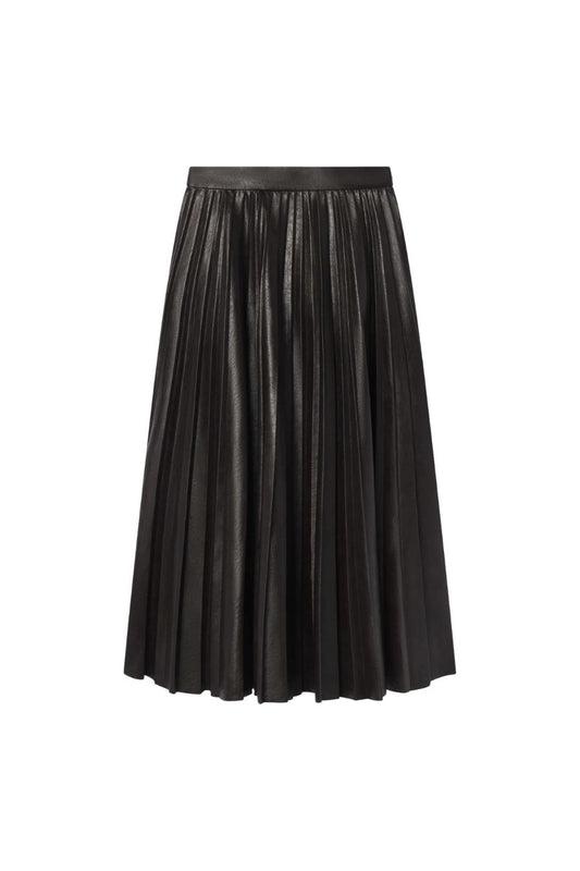 Etta Vegan Leather Midi Skirt in Deepest Brown