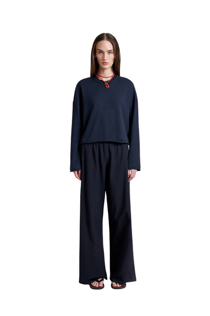 Cotton Poplin Colby Pant in Navy