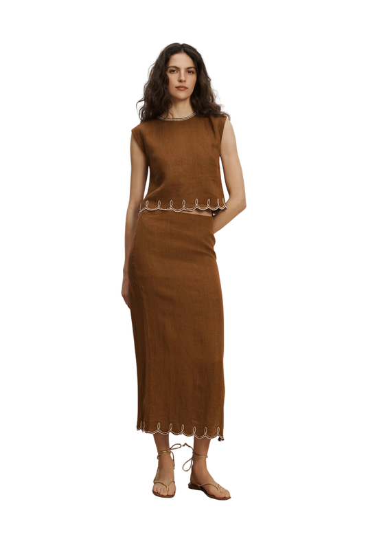 Malou Linen Midi Skirt