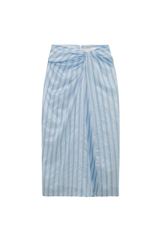 Liorra Draped Midi Skirt in Oxford Blue Multi
