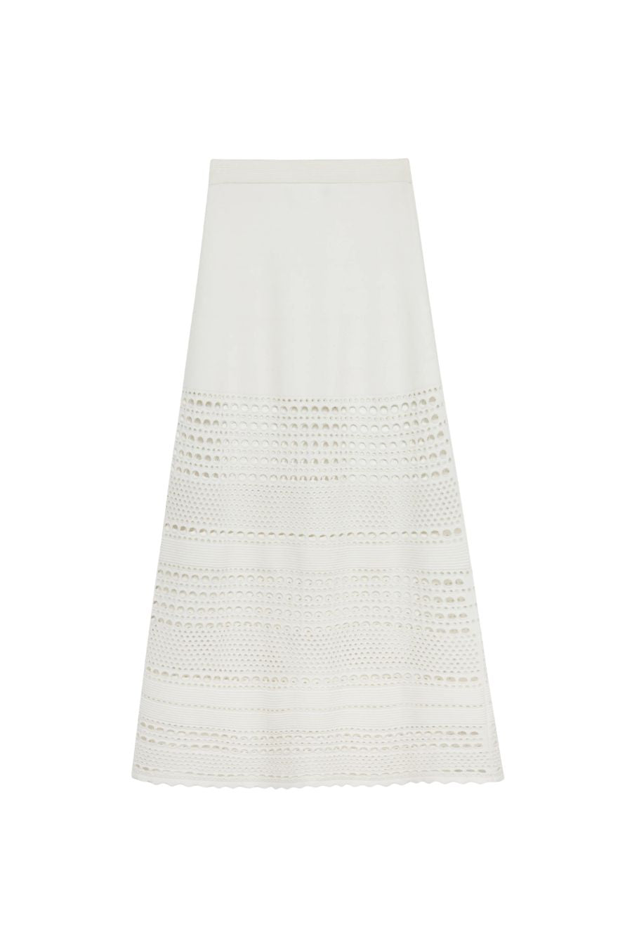Westly Open Stitch Midi Skirt in Ivory