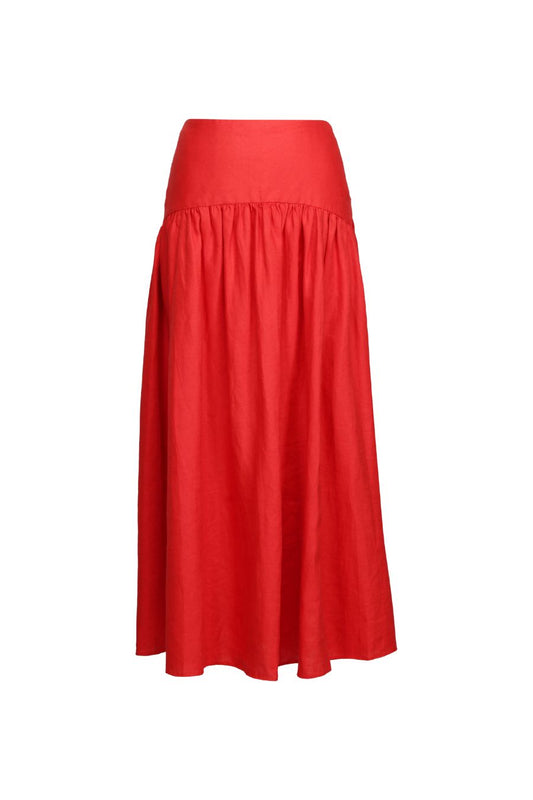 Procida Linen Skirt in Tomato