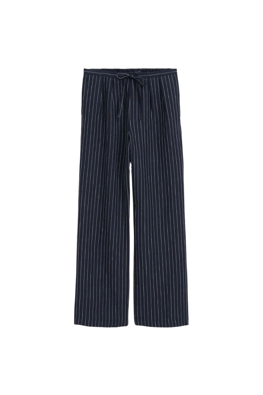 Hudson Pinstripe Pant in Navy/Ivory