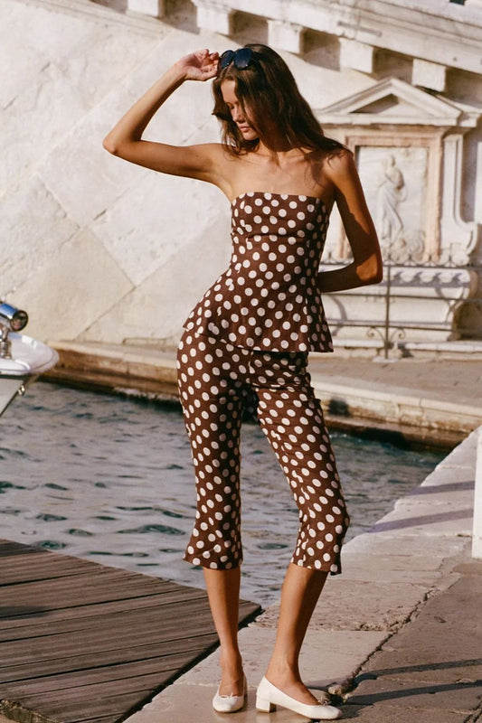 Valeria Capri Pant in Cioccolato Dot