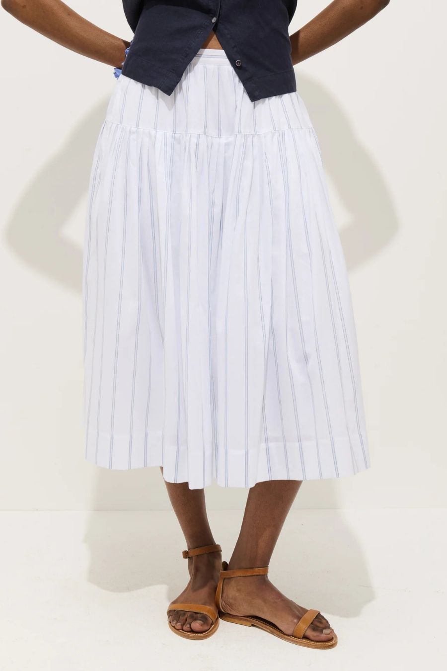 Hannah Skirt in Ivory Ground Stripe