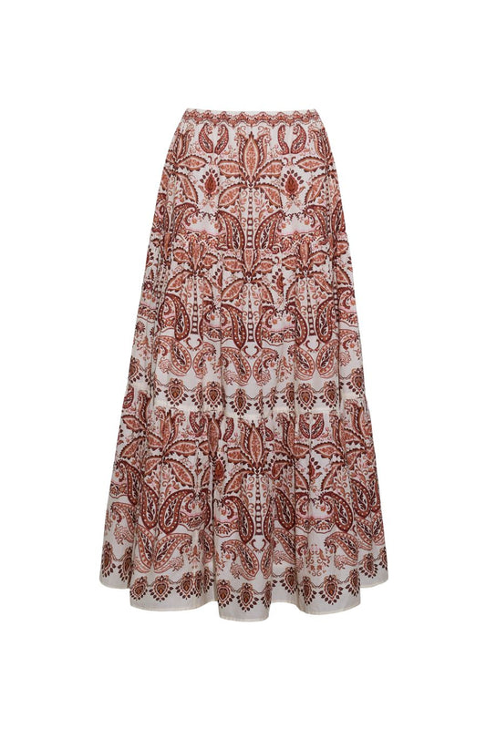 Melanie Skirt in Palm Paisley Ivory