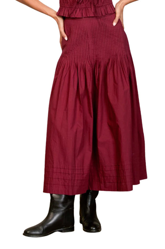 Rosa Skirt Bordeaux Cotton Poplin