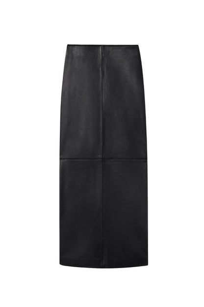 Marta Leather Midi Skirt in Black