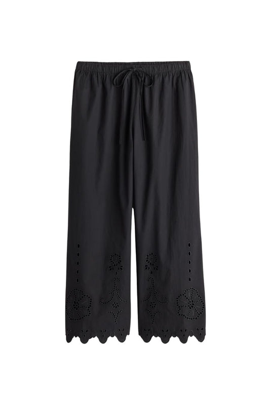 Embroidered Kari Pull On Pant in Black