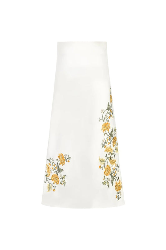 Lily Skirt in Golestan Embroidery Yellow/White