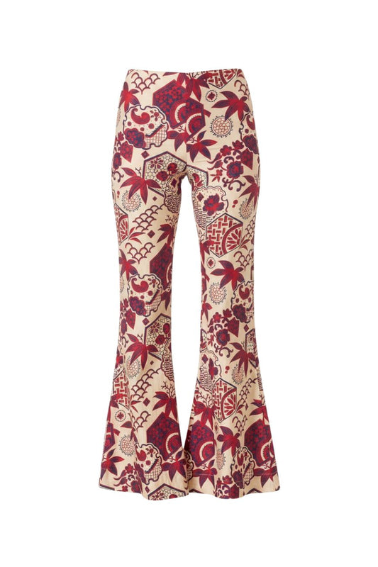 Farah Crimson Hive Silk Pant in Off-White