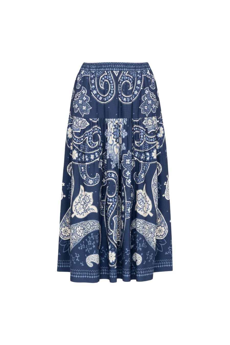 Emelina Print Midi Skirt in Navy